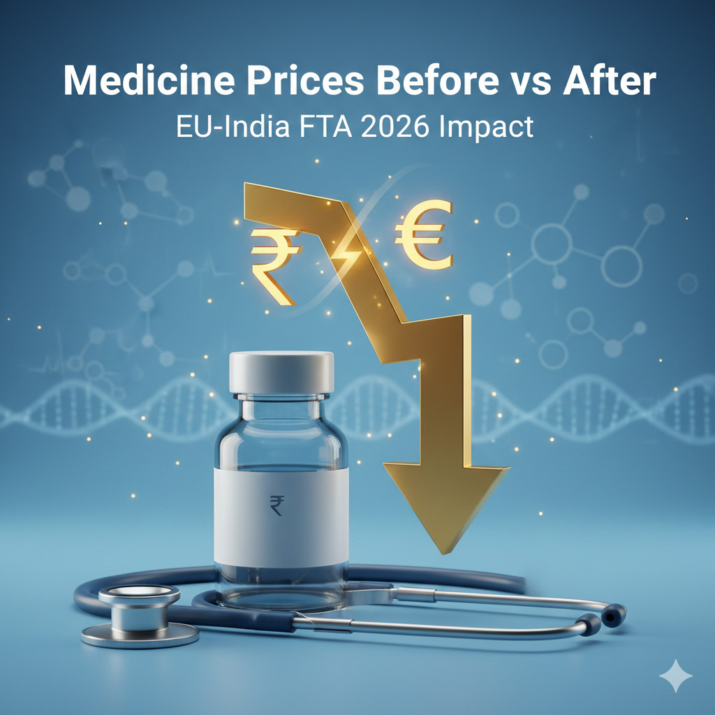 Medicine & Pharma Prices in India Before vs After EU-India FTA 2026 – Will Cancer Drugs, Antibiotics & Medical Equipment Become Cheaper?