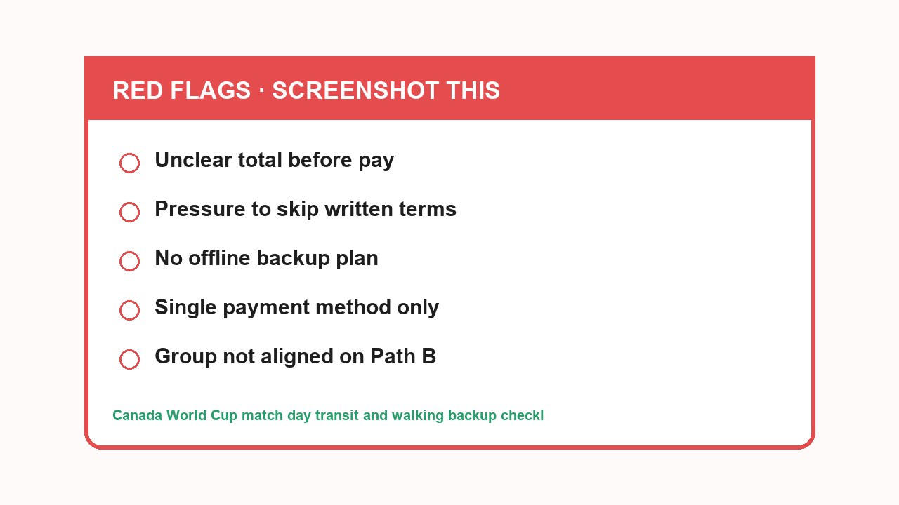 Canada World Cup match day transit and walking backup checklist
