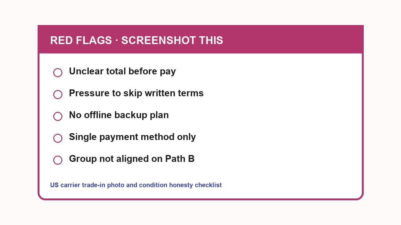 US carrier trade-in photo and condition honesty checklist